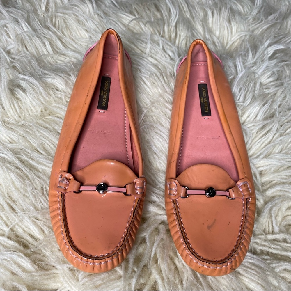 LOUIS VUITTON Patent Leather Loafters, Size 35